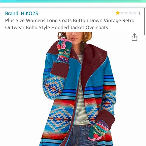 Long Button Down Vintage Retro Hooded Jacket - Picture 1 of 8